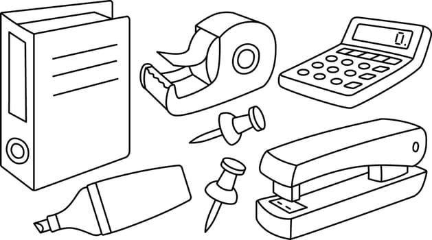 Office Stationery vector illustration. Tools designed with outline design.