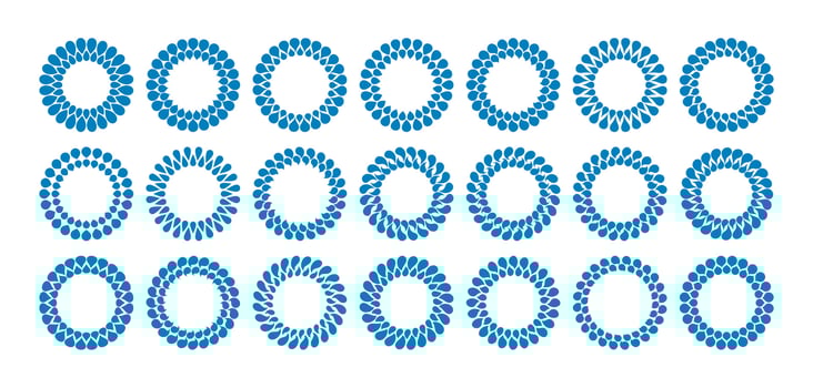 Set of flat circle fluid water drop border frame logo design vector