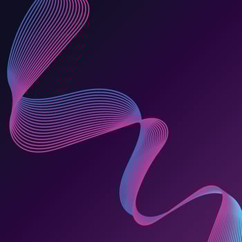Pink and blue colored wavy lines element vector drawing isolated on dark gradient square background template ratio.