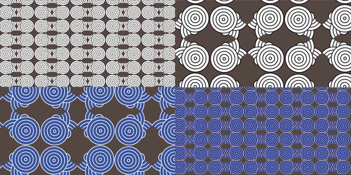 set of vector blue and white geometric patterns