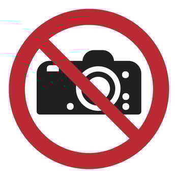 ISO 7010 Registered safety signs symbol pictogram Warnings Caution Danger Prohibition No photography Camera vector
