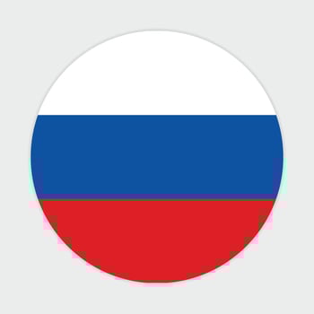 Russia flag vector icon design. Russia circle flag. Round of Russia flag.