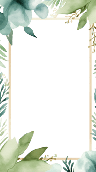 Winter foliage with watercolor splashes and a wooden frame png