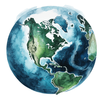 Watercolor Earth planet isolated png