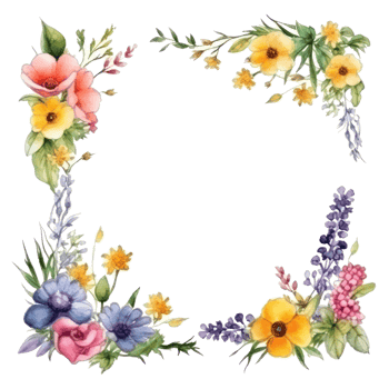 watercolor spring frame isolated png