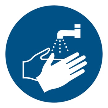 ISO 7010 Registered safety signs symbol pictogram Warnings Caution Notice Mandatory Wash your hands vector