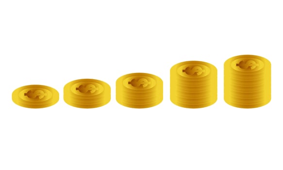 illustration of a pile of coins with gold gradation2 vector