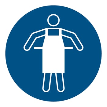 ISO 7010 Registered safety signs symbol pictogram Warnings Caution Notice Mandatory Use protective apron vector