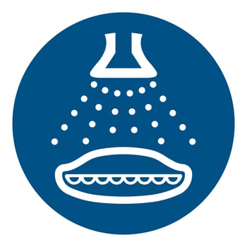 ISO 7010 Registered safety signs symbol pictogram Warnings Caution Notice Mandatory Start water spray in launch sequence vector