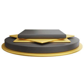 Yellow and black podium clipart flat design icon isolated on transparent background, 3D render product display concept png