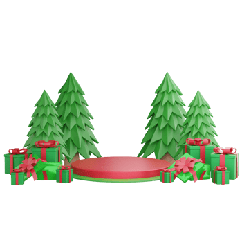 Christmas theme podium clipart flat design icon isolated on transparent background, 3D render product display and Christmas concept png