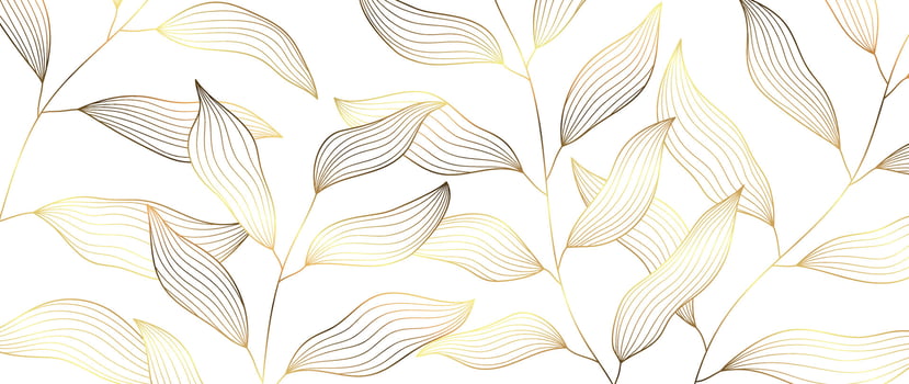 Botanical leaf line art wallpaper background vector. Luxury natural hand drawn foliage pattern design in minimalist linear contour simple style. Design for fabric, print, cover, banner, invitation. vector