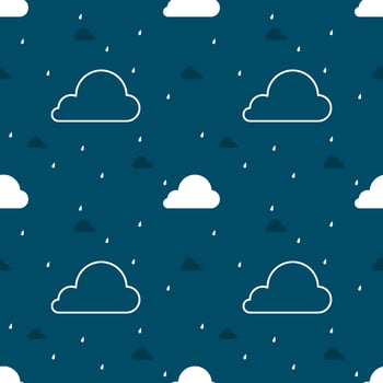 seamless pattern with clouds and rain, rainy, white clouds, bluesky, rain, drops, minimal, weather, seamless, pattern, wallpaper, wrapping, paper. vector illustration design