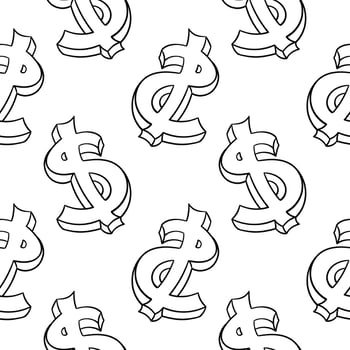 dollar symbol hand drawn seamless pattern2 vector
