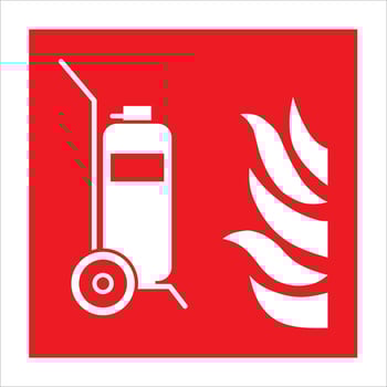 ISO 7010 Registered safety signs Fire equipment fire action signs Wheeled fire extinguisher vector