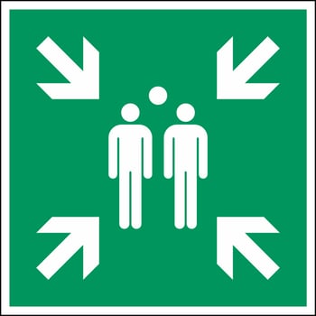 ISO 7010 Standard building emergency evacuation safe condition first aid signs Evacuation assembly point vector