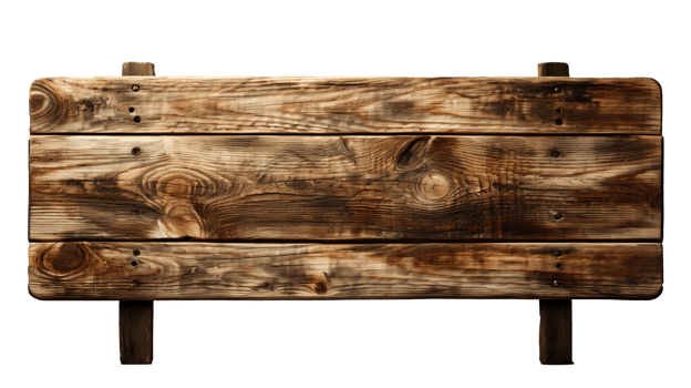Close-Up of an Empty Brown Wooden Sign, Isolated on a Clear Transparent Background, Vintage Charm and Rustic Elegance Wood Sign, Ai generative png