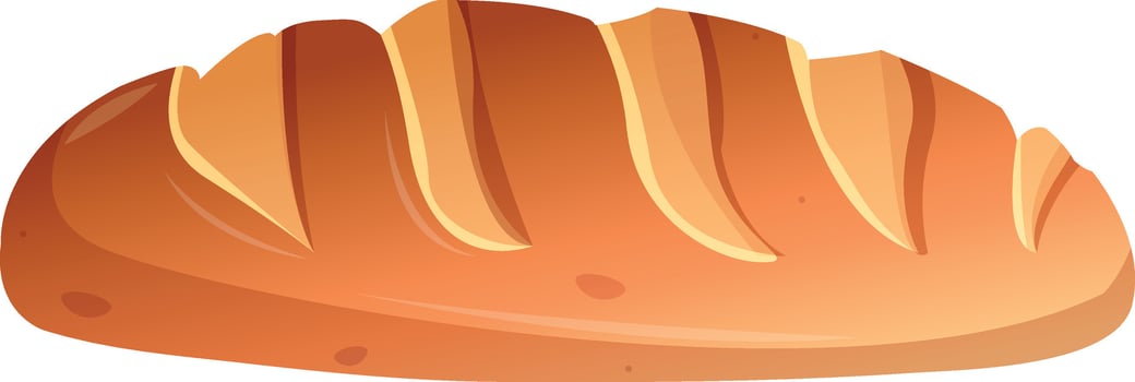 Loaf or bread, baking bread, food vector cartoon illustration. Bread clipart for graphic resources for apps, menues.