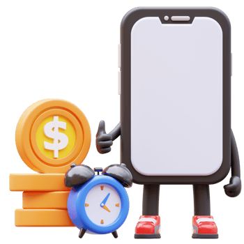 3D Money Coin Character Time is Money png