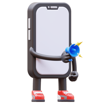 3D Money Coin Character Holding Megaphone For Marketing png
