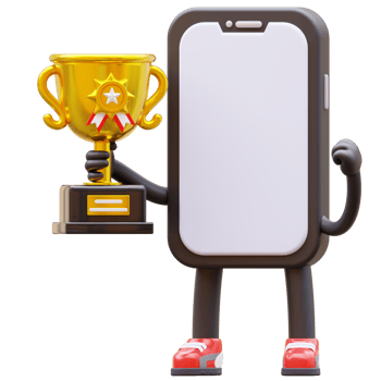 3D Money Coin Character Holding Trophy png