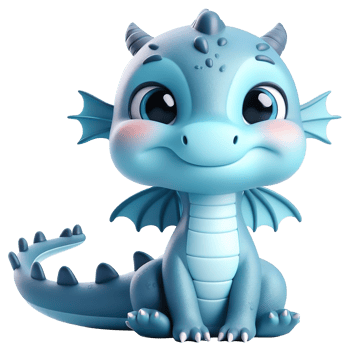 Cute Blue Dragon year AI Generative png