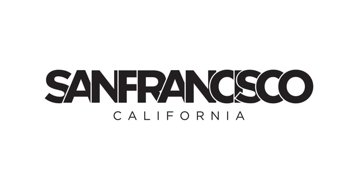 San Francisco, California, USA typography slogan design. America logo with graphic city lettering for print and web. vector