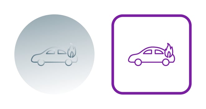 Unique Car on Fire Vector Icon