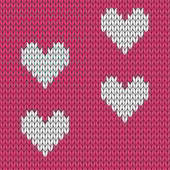 Pink background and white knitted pattern. knitted vector pattern. Seamless gradient pattern for clothing, wrapping paper, backdrop, background, gift card.