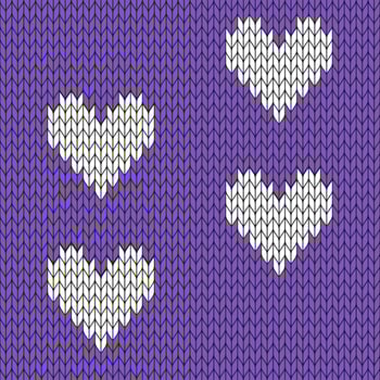 Purple background and white knitted pattern. knitted vector pattern. Seamless gradient pattern for clothing, wrapping paper, backdrop, background, gift card.