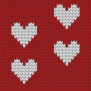 Red background and white knitted pattern. knitted vector pattern. Seamless gradient pattern for clothing, wrapping paper, backdrop, background, gift card.