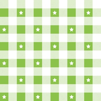 Light green plaid pattern with star background. plaid pattern background. plaid background. Seamless pattern. for backdrop, decoration, gift wrapping, gingham tablecloth, blanket, tartan. vector