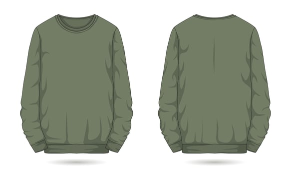 Long sleeve sweatshirt mockup front and back view vector