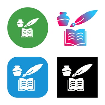 Unique Quill and Book Vector Icon