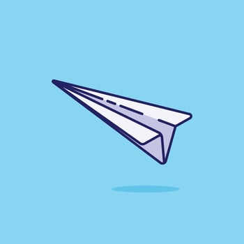 Paper plane simple cartoon vector illustration marketing concept icon isolated