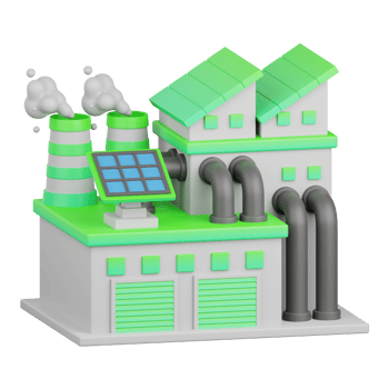 3d rendering eco factory isolated useful for ecology, energy, eco, green, recycling and technology png