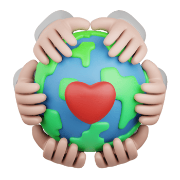 3d rendering love earth isolated useful for ecology, energy, eco, green, recycling and technology png