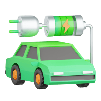 3d rendering electric car isolated useful for ecology, energy, eco, green, recycling and technology png