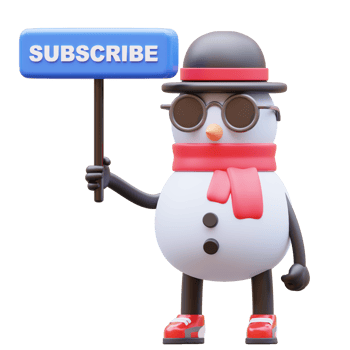 3D Snowman Character Holding Subscribe Sign png