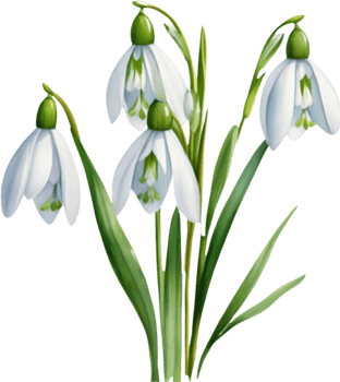 A bouquet of Snowdrop flowers. AI-Generated. png