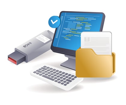 Portable data storage folder file programmer vector
