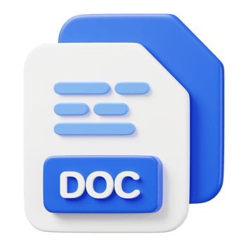 DOC file document. File type icon. Files format and document concept. 3d Render illustration. png