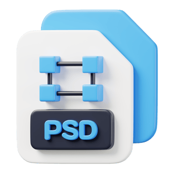 Psd file document. File type icon. Files format and document concept. 3d Render illustration. png