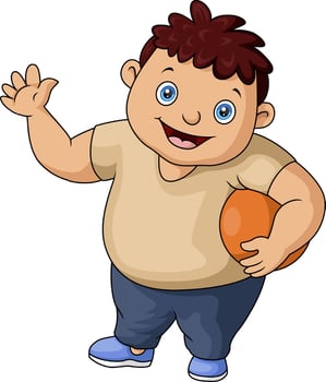 Cute fat boy cartoon playing ball vector