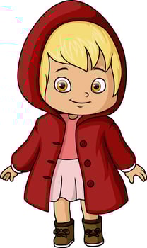 Cute little red riding hood cartoon vector