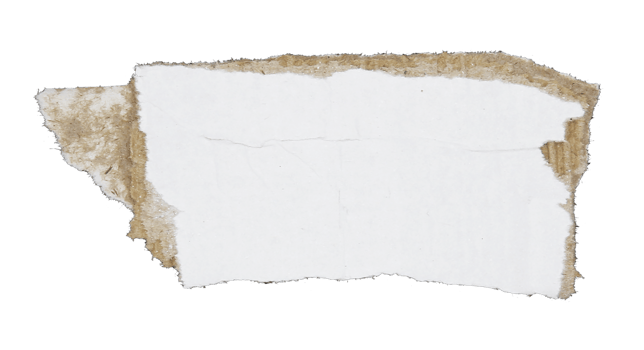 Torn pieces of corrugated paper on transparent background png file