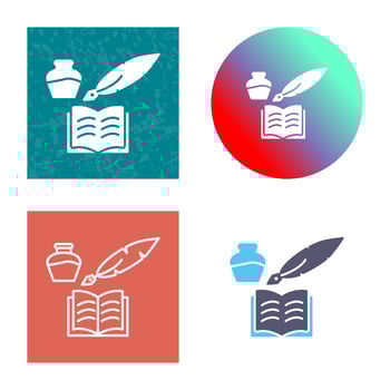 Unique Quill and Book Vector Icon