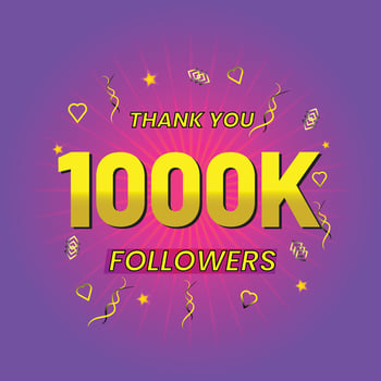 congratulation for your 1000k online followers and public like vector
