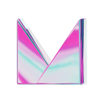 Letter M. alphabet 3D design in iridescent color style for banner, glossy icons, design posters holographic. png