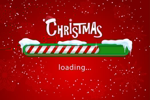Christmas loading bar with candy cane slider, snow vector